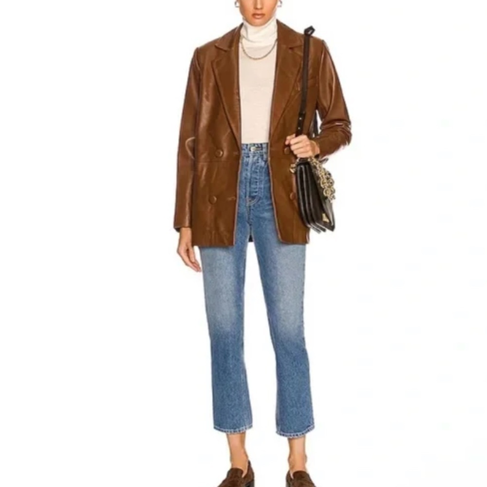 GRLFRND Karolina High Rise Straight Crop Premium Denim in Long Island Size 28